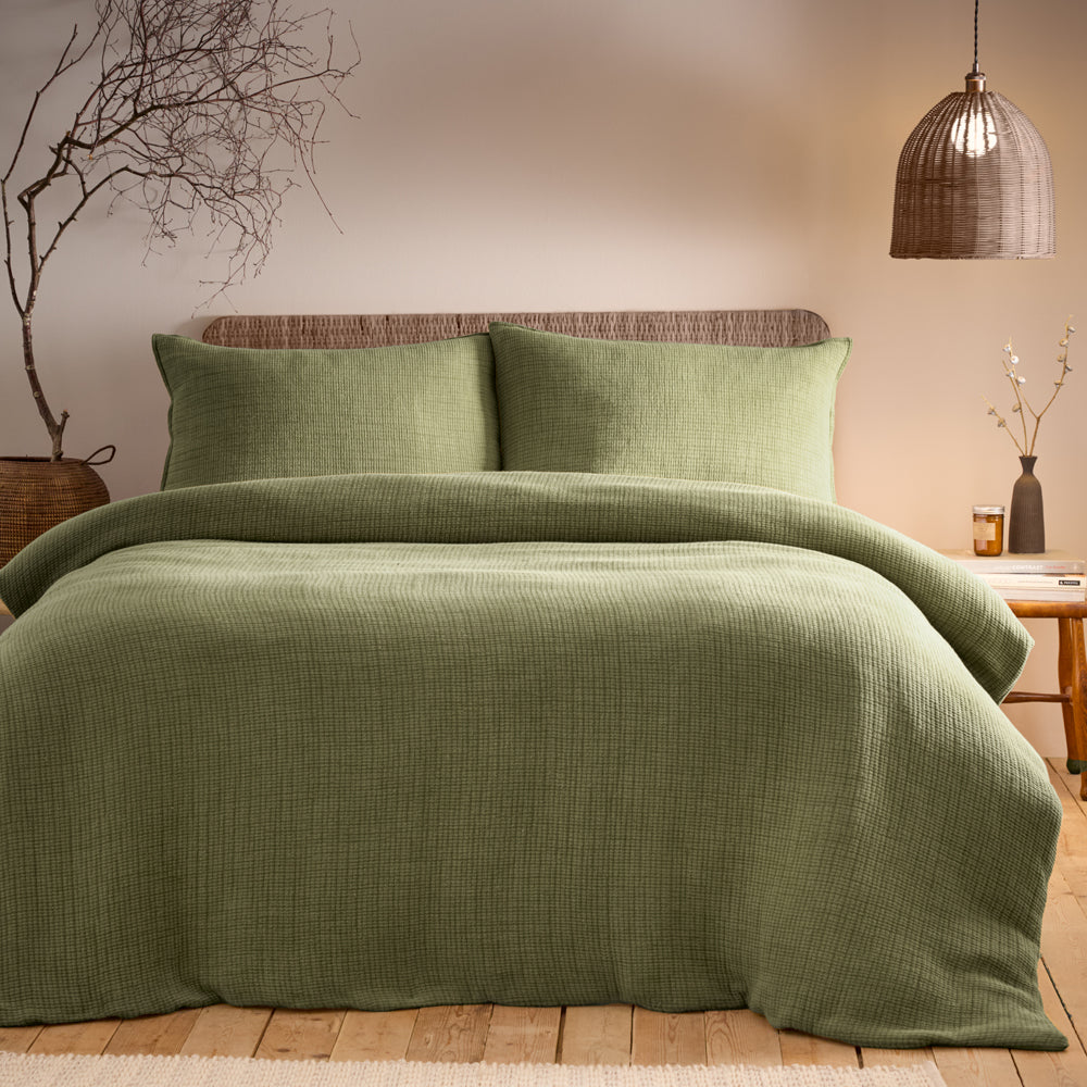 Ribble Acid Wash Ribbed Cotton Duvet Set from Roseland Furniture