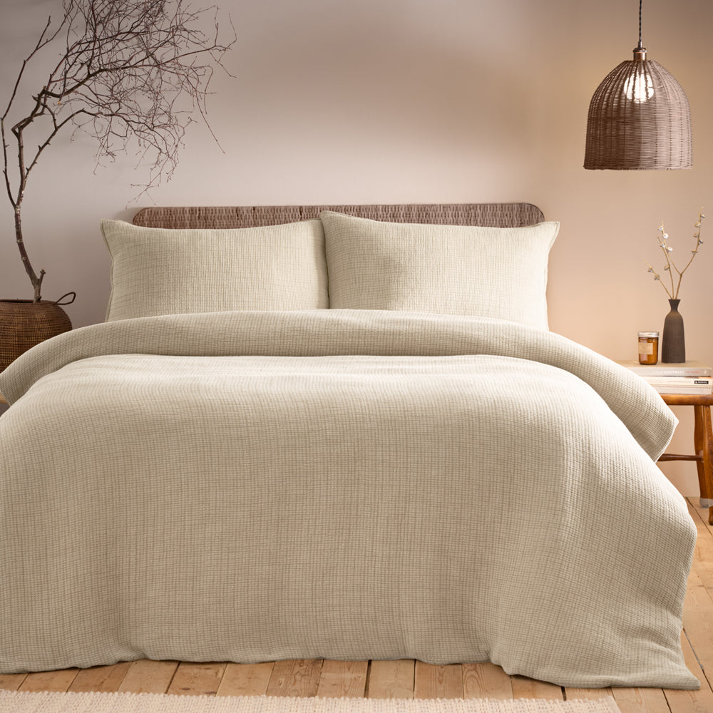 Ribble Acid Wash Ribbed Cotton Duvet Set from Roseland Furniture