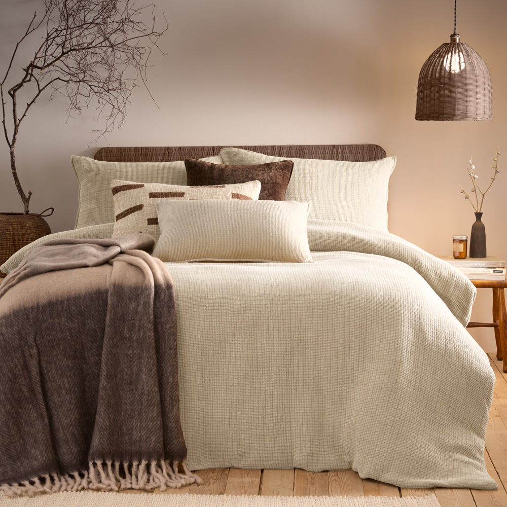 Ribble Acid Wash Ribbed Cotton Duvet Set from Roseland Furniture