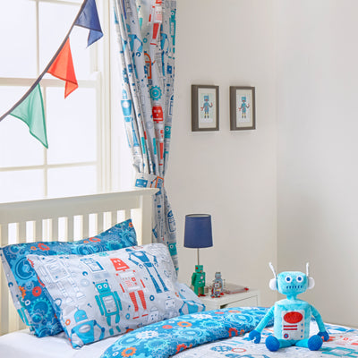 Robot Print Pencil Pleat Curtains