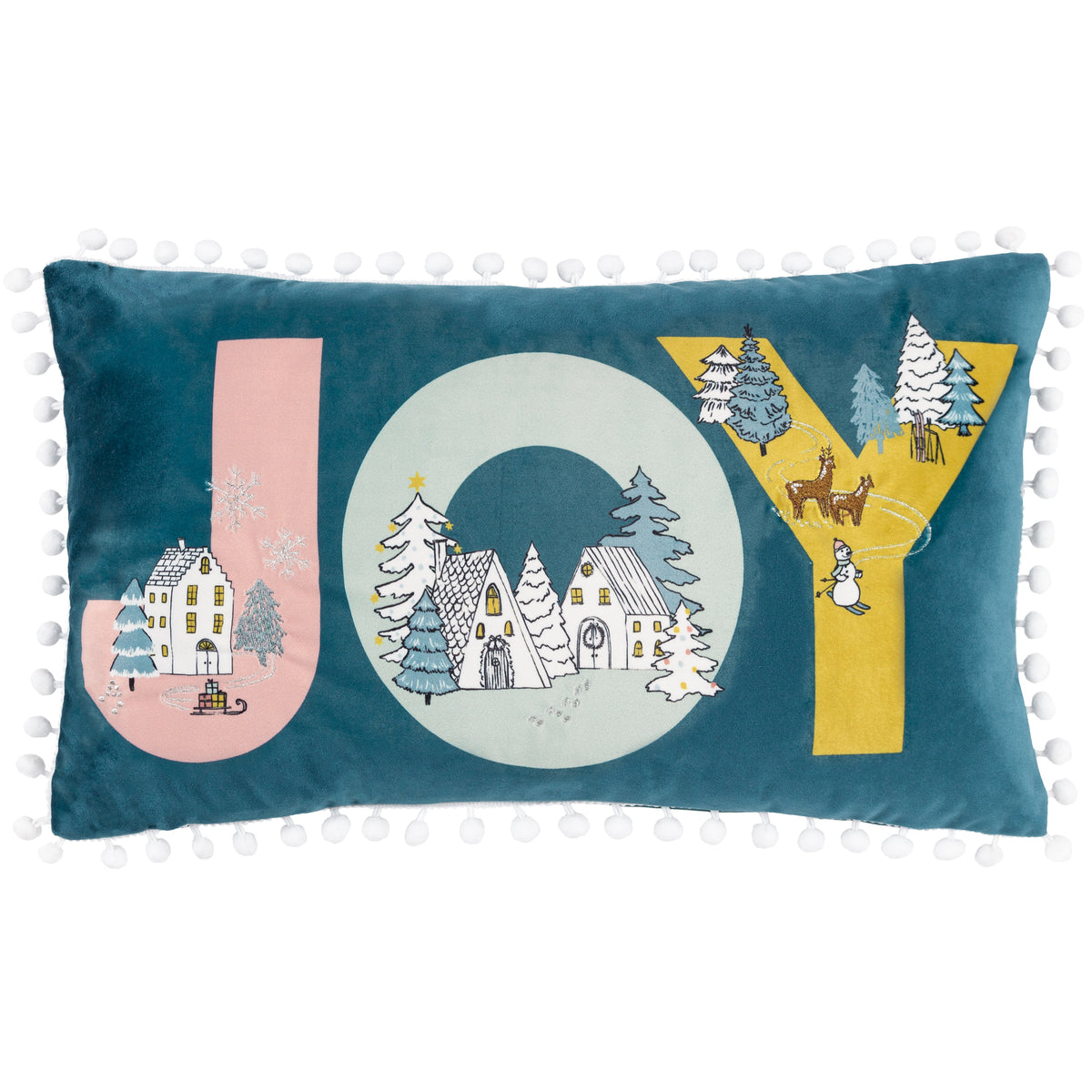 Snowy Village Joy 50cm Bolster Cushion by Roseland Furniture