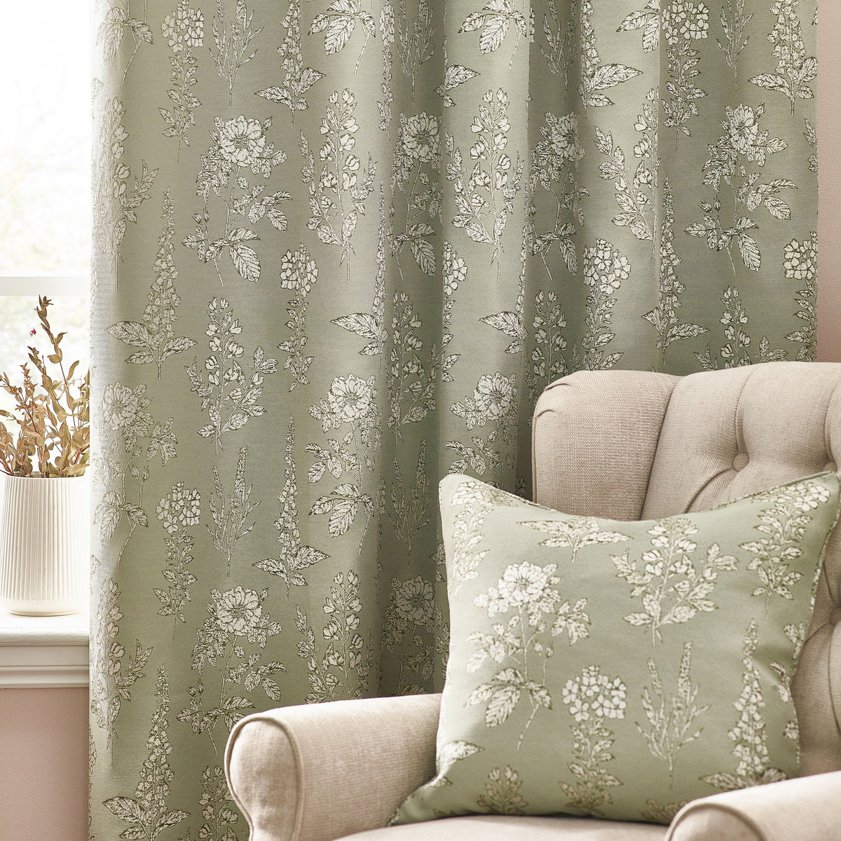 Sophia 229X137 Eyelet Curtain Sage