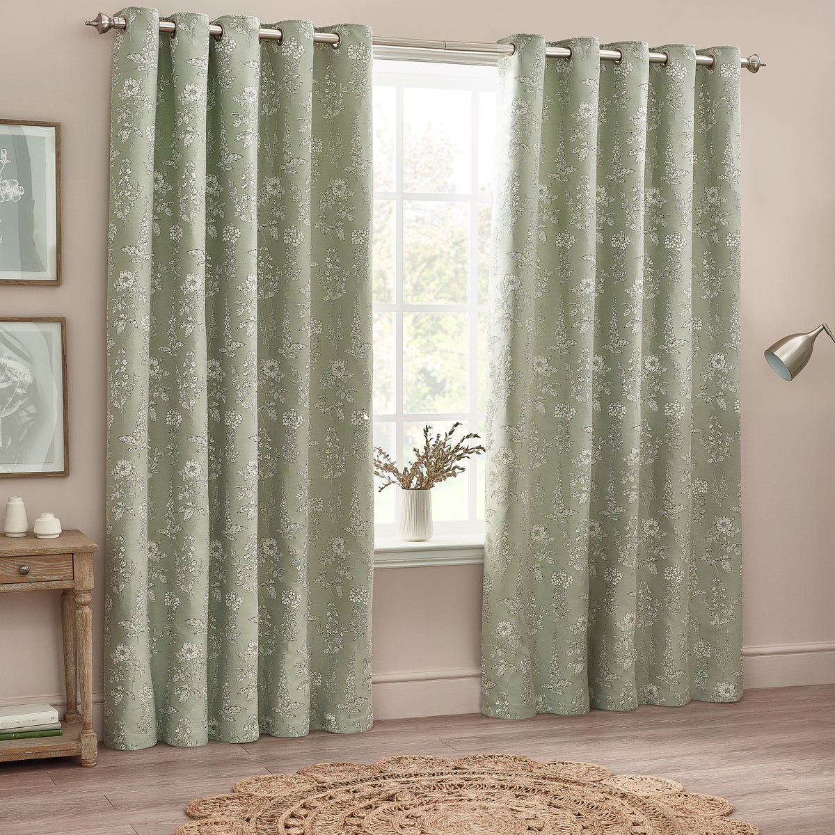 Sophia 229X137 Eyelet Curtain Sage