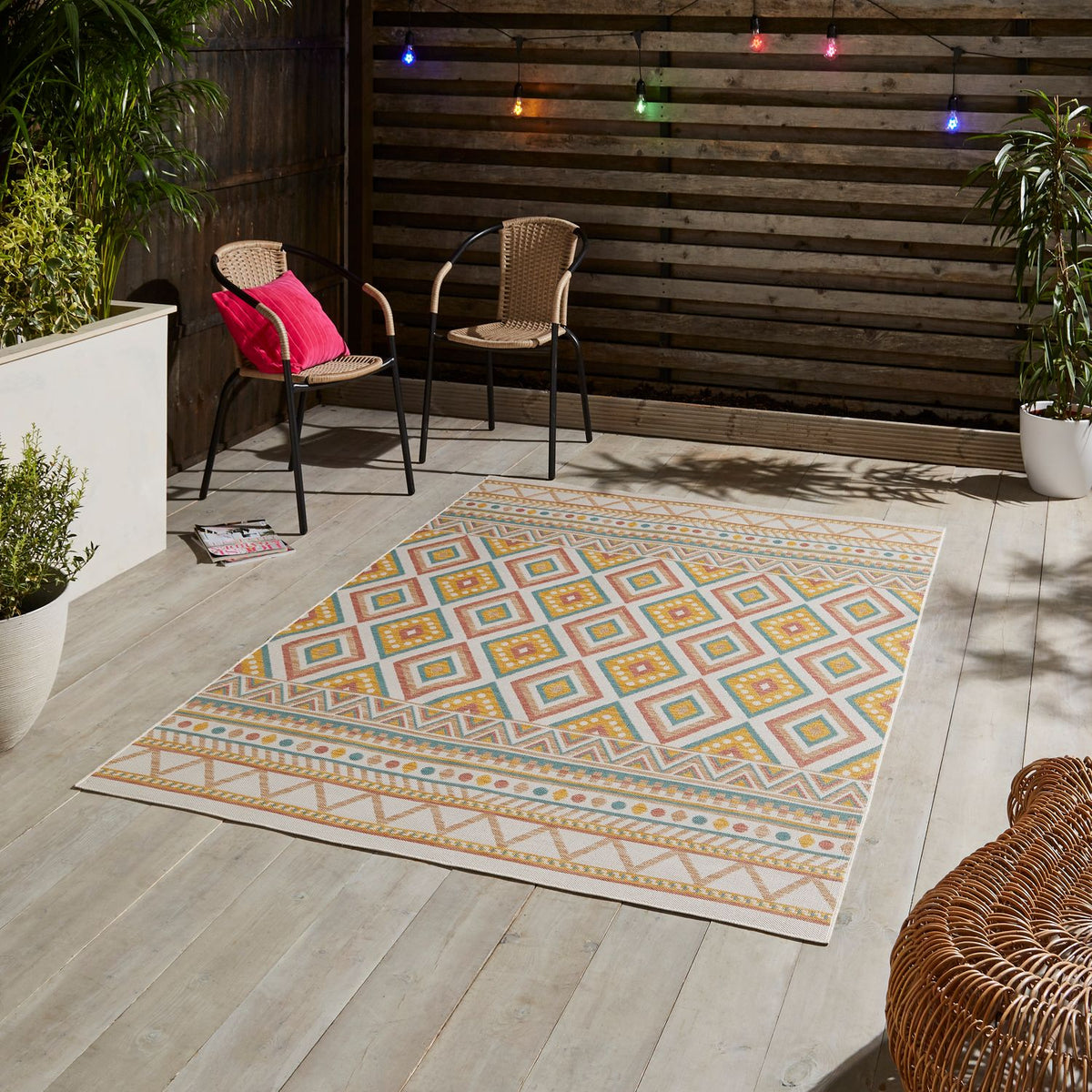 Beige Loxley Multicolour Indoor/Outdoor Rug from Roseland Furniture