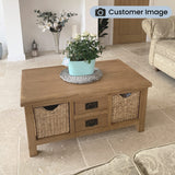 Surrey Oak Coffee Table with Baskets by Roseland Furniture