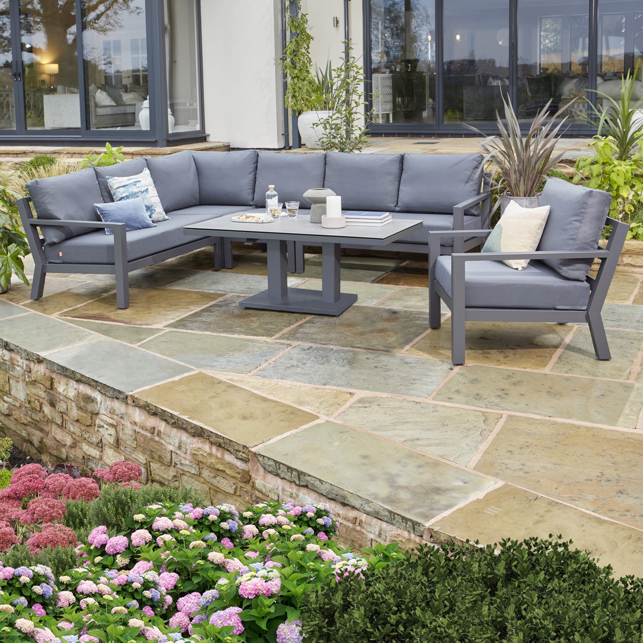 Corner patio outlet sets