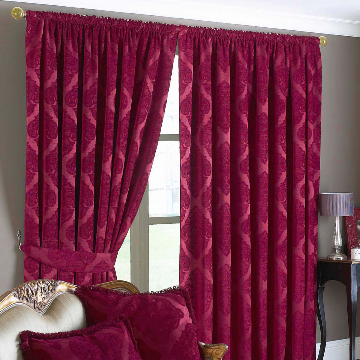 Winchester 168X183 Pencil Pleat Curtains Raspberry