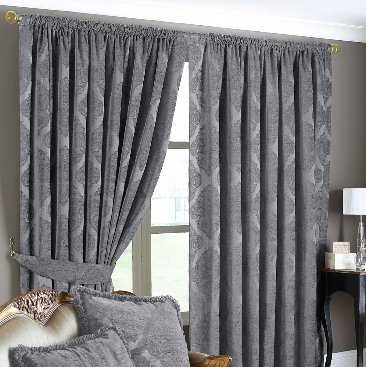 Winchester 168X183 Pencil Pleat Curtains Silver