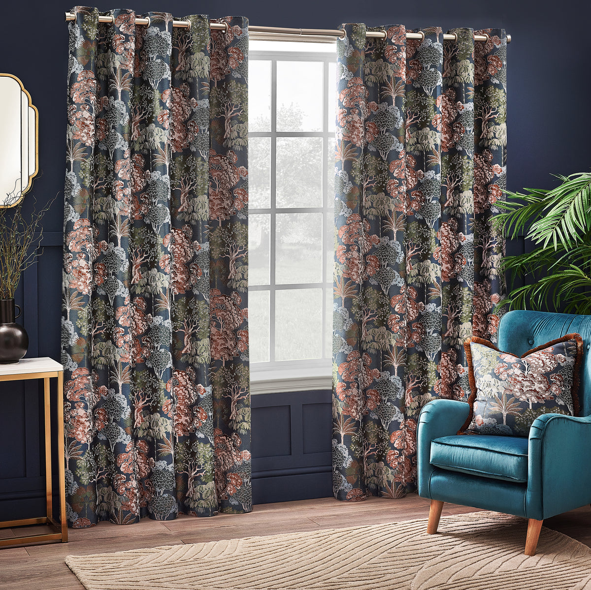 Woodlands 229X137 Eyelet Curtains Navy