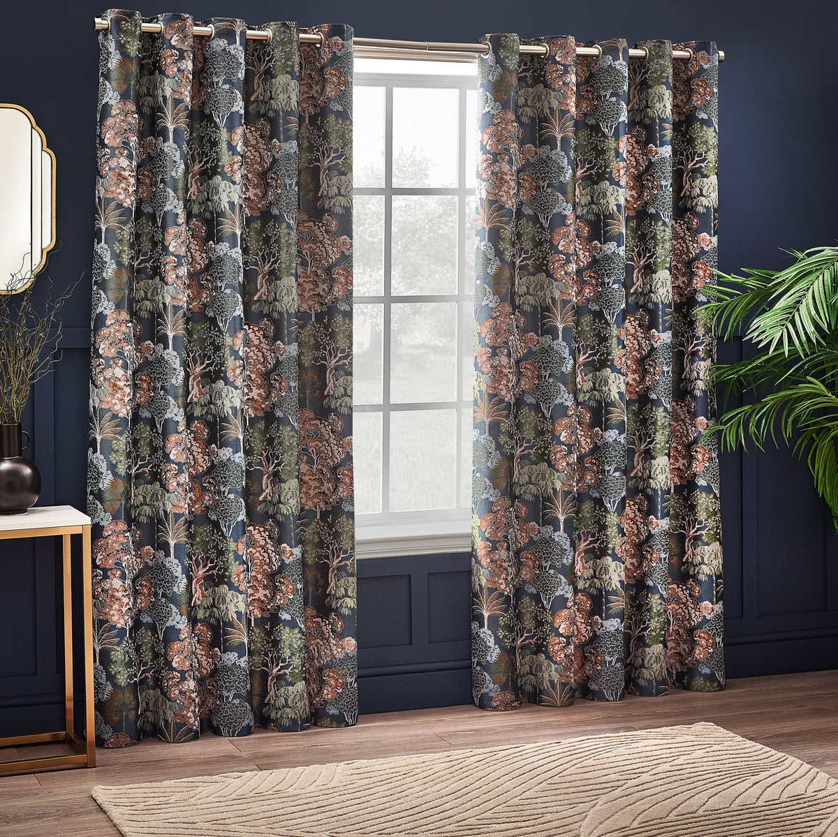 Woodlands 229X137 Eyelet Curtains Navy