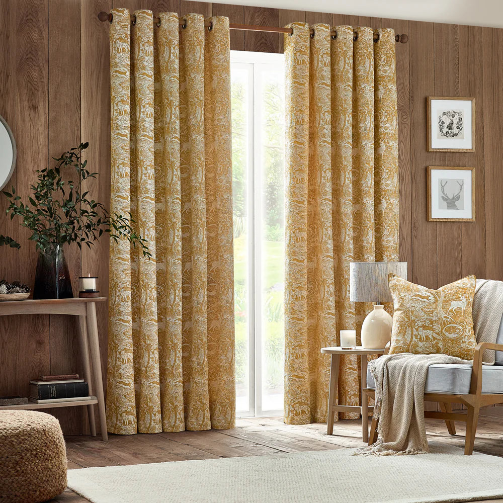 Winter Woods 228X137 Eyelet Curtains Ochre