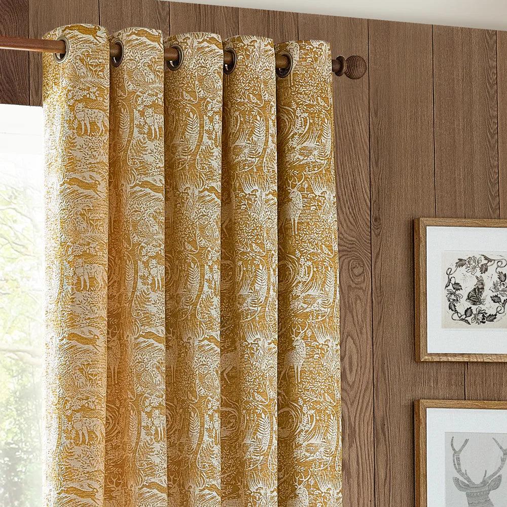 Winter Woods 228X137 Eyelet Curtains Ochre