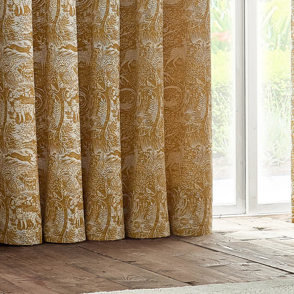 Winter Woods 228X137 Eyelet Curtains Ochre