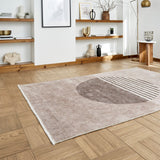 Beige Harford Circle Design Flatweave Washable Rug from Roseland Furniture