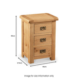 Zelah Oak Wide Bedside Table by Roseland Furniture