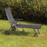 Sorrento Black Wheeled Sun Lounger Lifestyle Setting