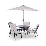 Amalfi 4 Seater Dining Set with Ivory Padded Cushions