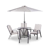 Amalfi 4 Seater Dining Set with Ivory Padded Cushions from Roseland