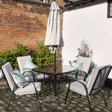 Amalfi 4 Seater Dining Set with Ivory Padded Cushions