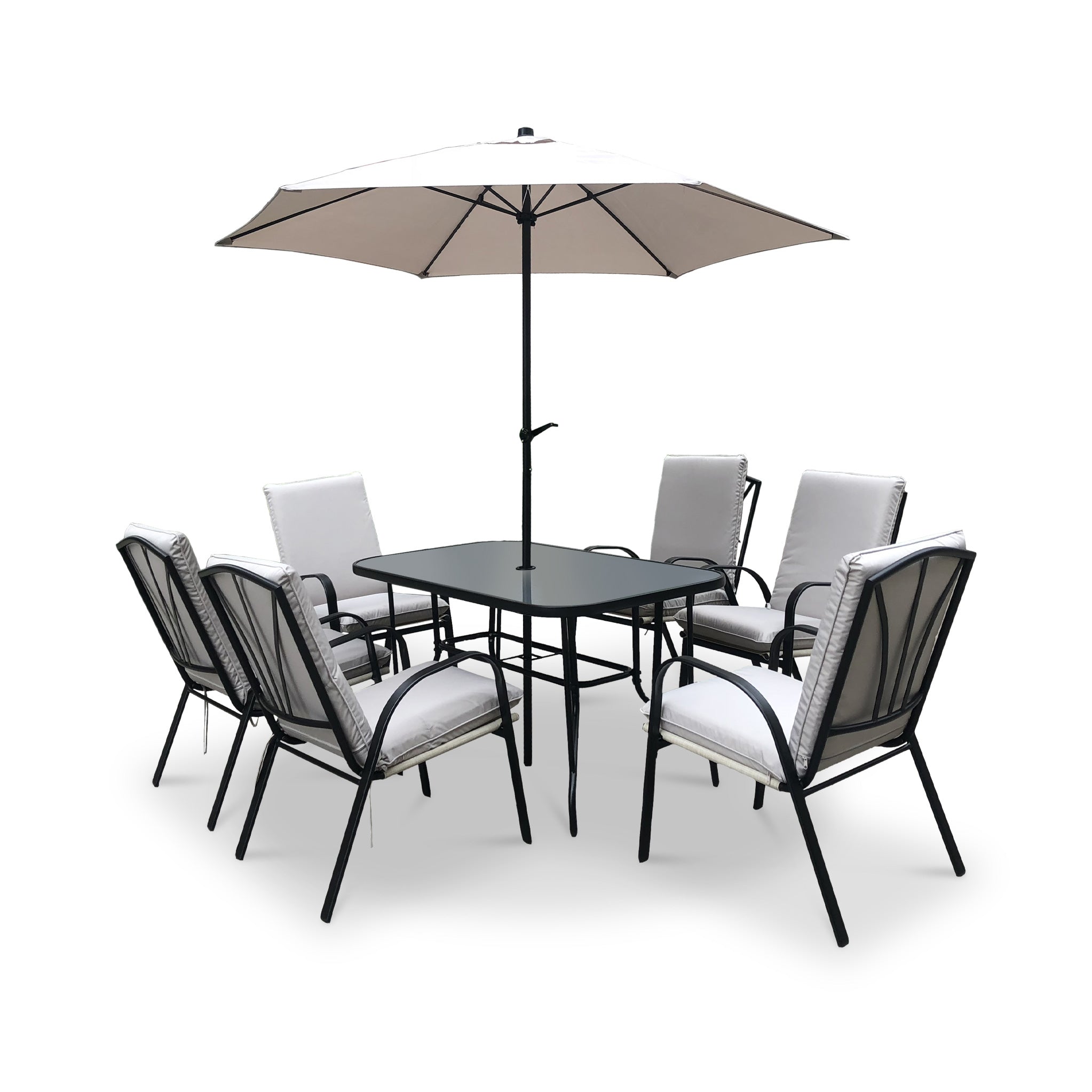 6 seater garden table and chairs with discount parasol