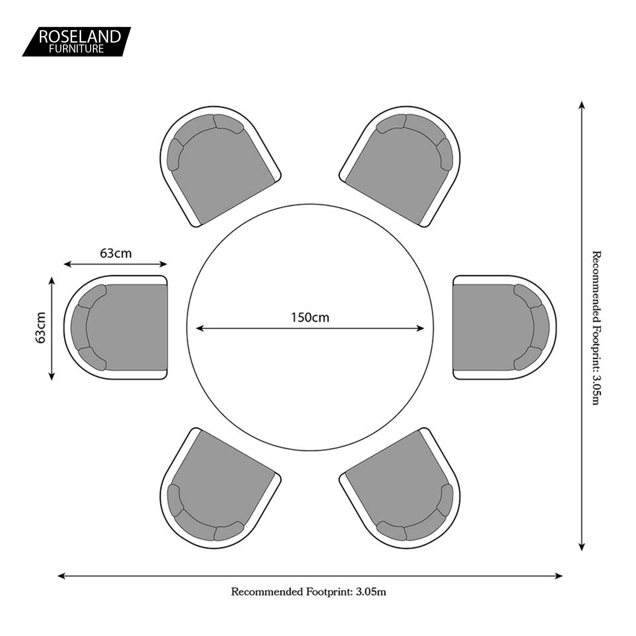 Standard 6 seater online table dimensions