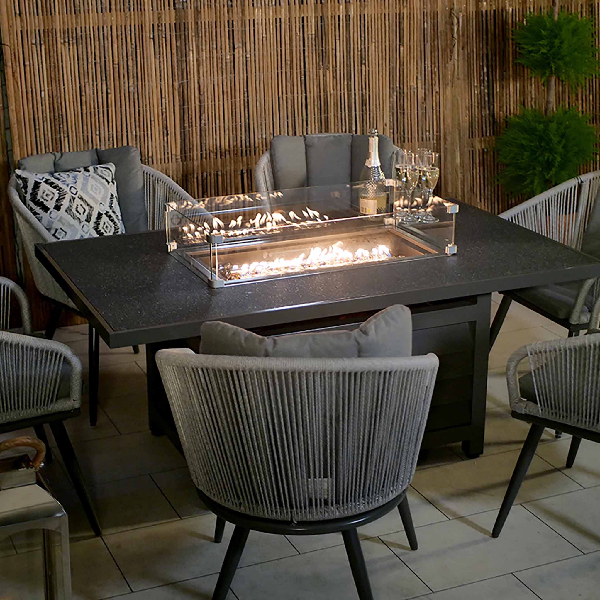 Outdoor dining set with shop fire pit