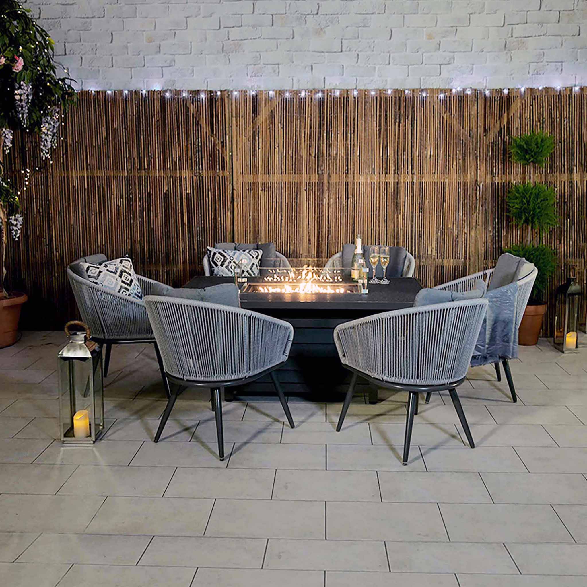 Fire pit garden online dining set