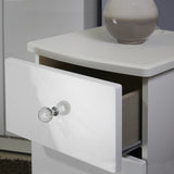 Aria White Gloss LED Lighting 2 Drawer Bedside Cabinet close up