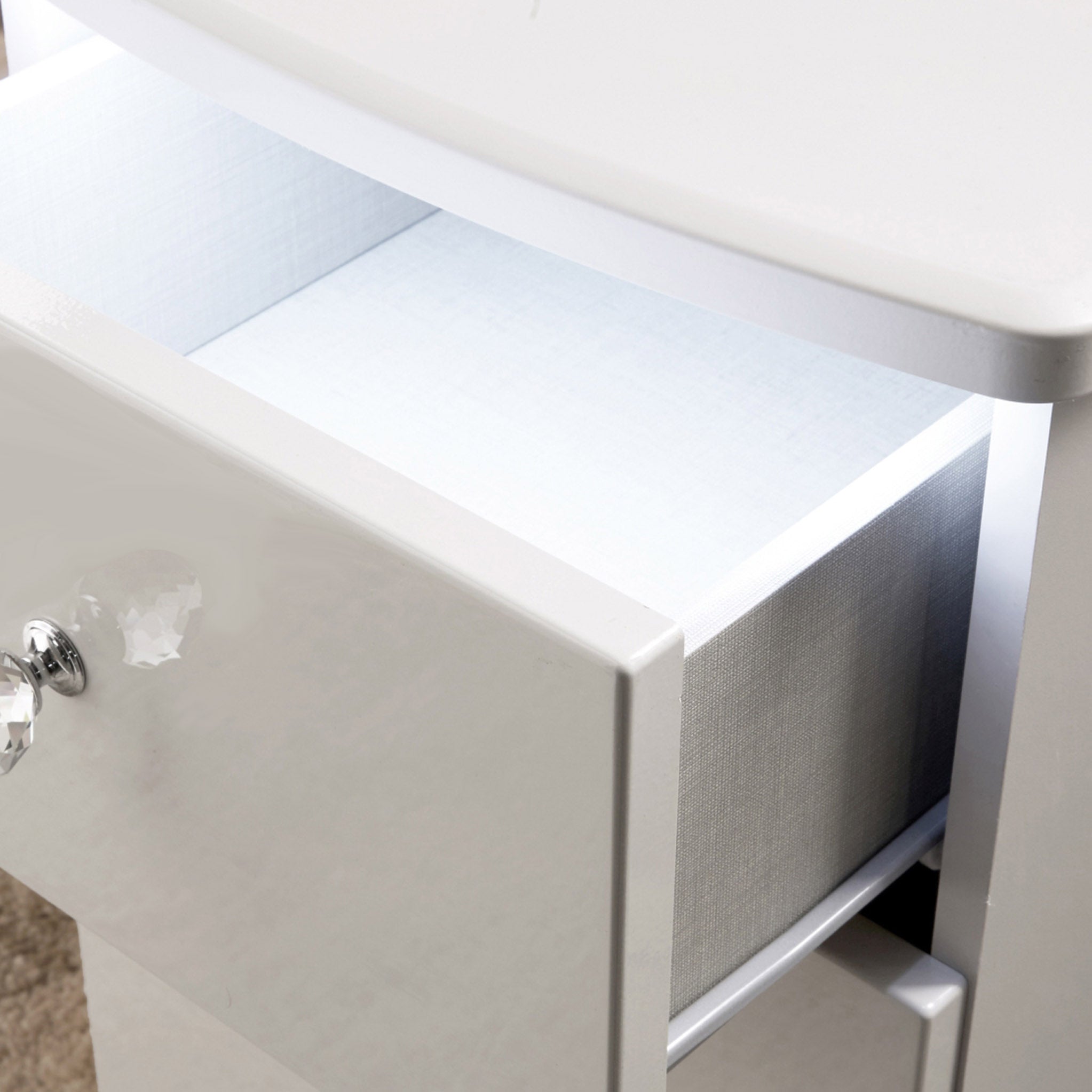 White gloss bedside table deals with led light