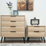 Asher Light Oak 4 Drawer Chest of Drawers with black legs