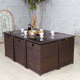 Cannes Brown 10 Seater Rattan Cube Dining Set