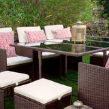 Cannes Brown 10 Seater Rattan Cube Dining Set