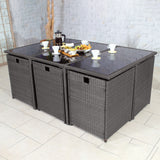 Cannes Grey 10 Seater Rattan Cube Dining Set