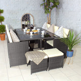 Cannes Grey 10 Seater Rattan Cube Dining Set