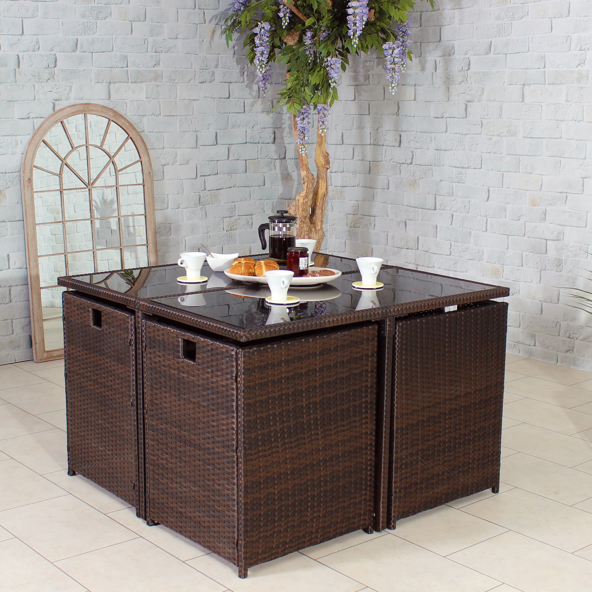 Rattan cube sofa online dining set