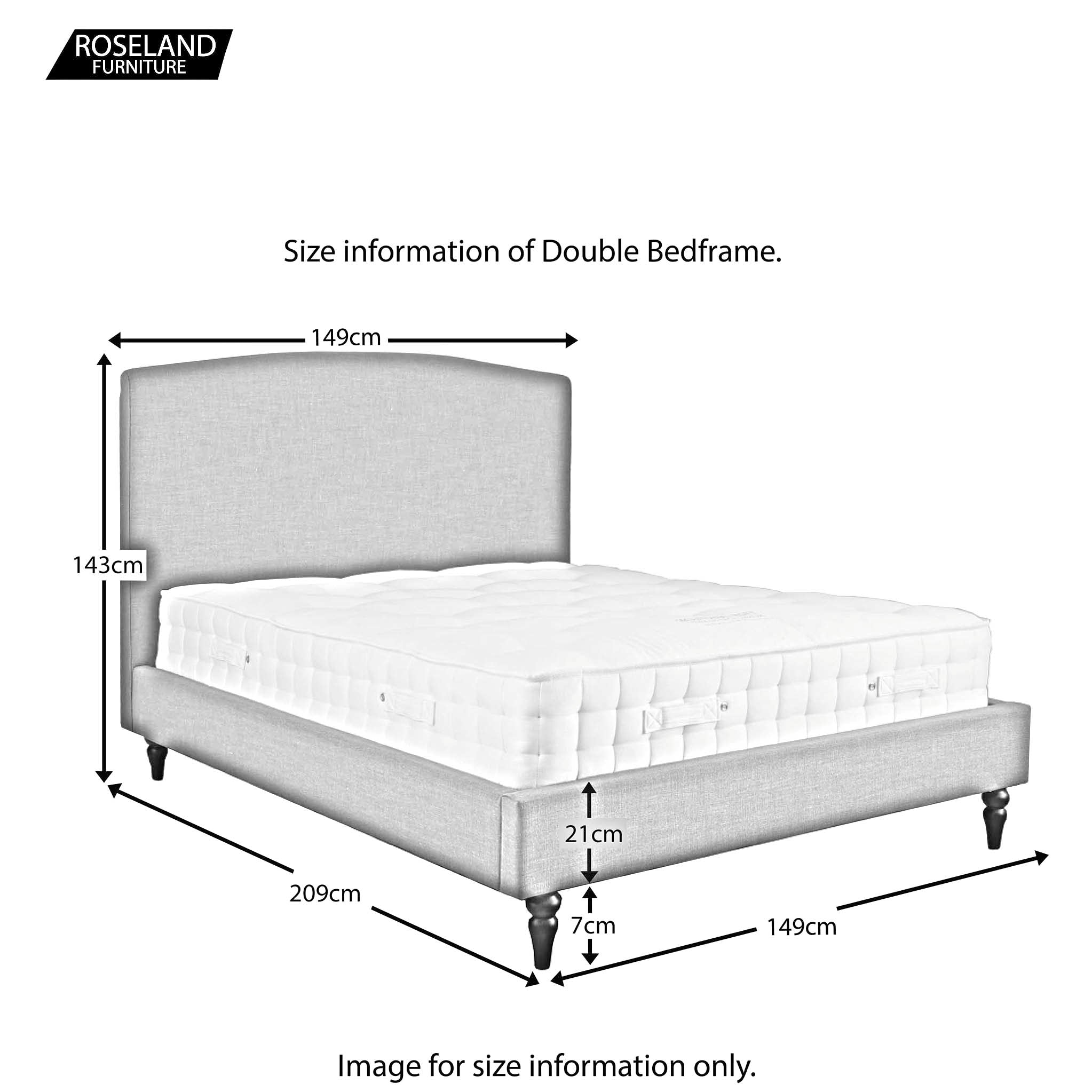 Standard size of double bed deals frame