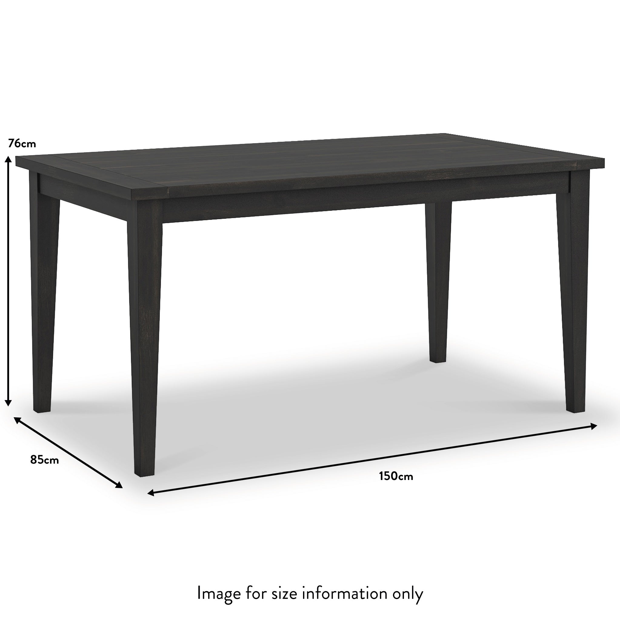 Elise Acacia 150cm 4 6 Seater Dining Table Black or Grey Roseland