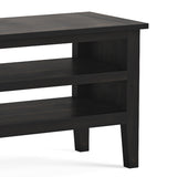 Elise Noir Black Acacia 120cm TV Unit close up of the shelves