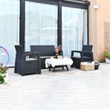 Faro Black 4 Seat Garden Lounge Set