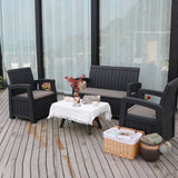 Faro Black 4 Seat Patio Lounge Set