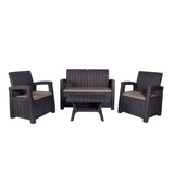 Faro Black 4 Seat Garden Lounge Set 