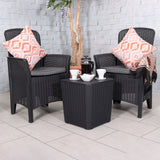 Faro 2 Seat Black Garden Bistro Storage Set 