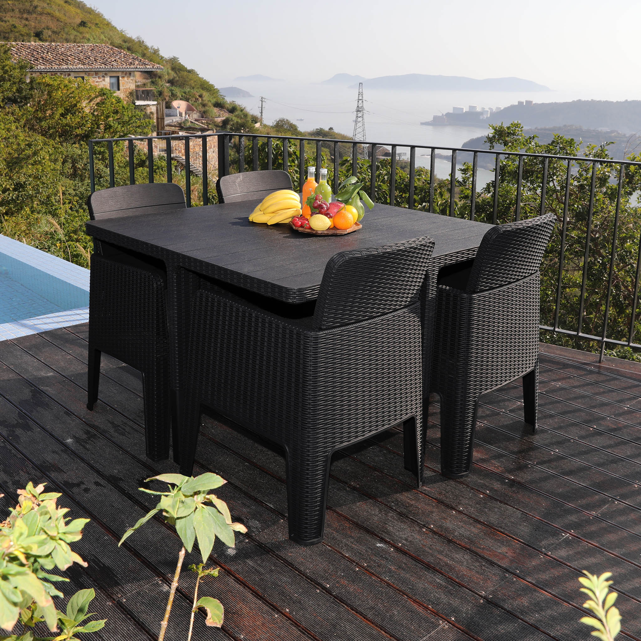 Black rattan 4 on sale seater dining set