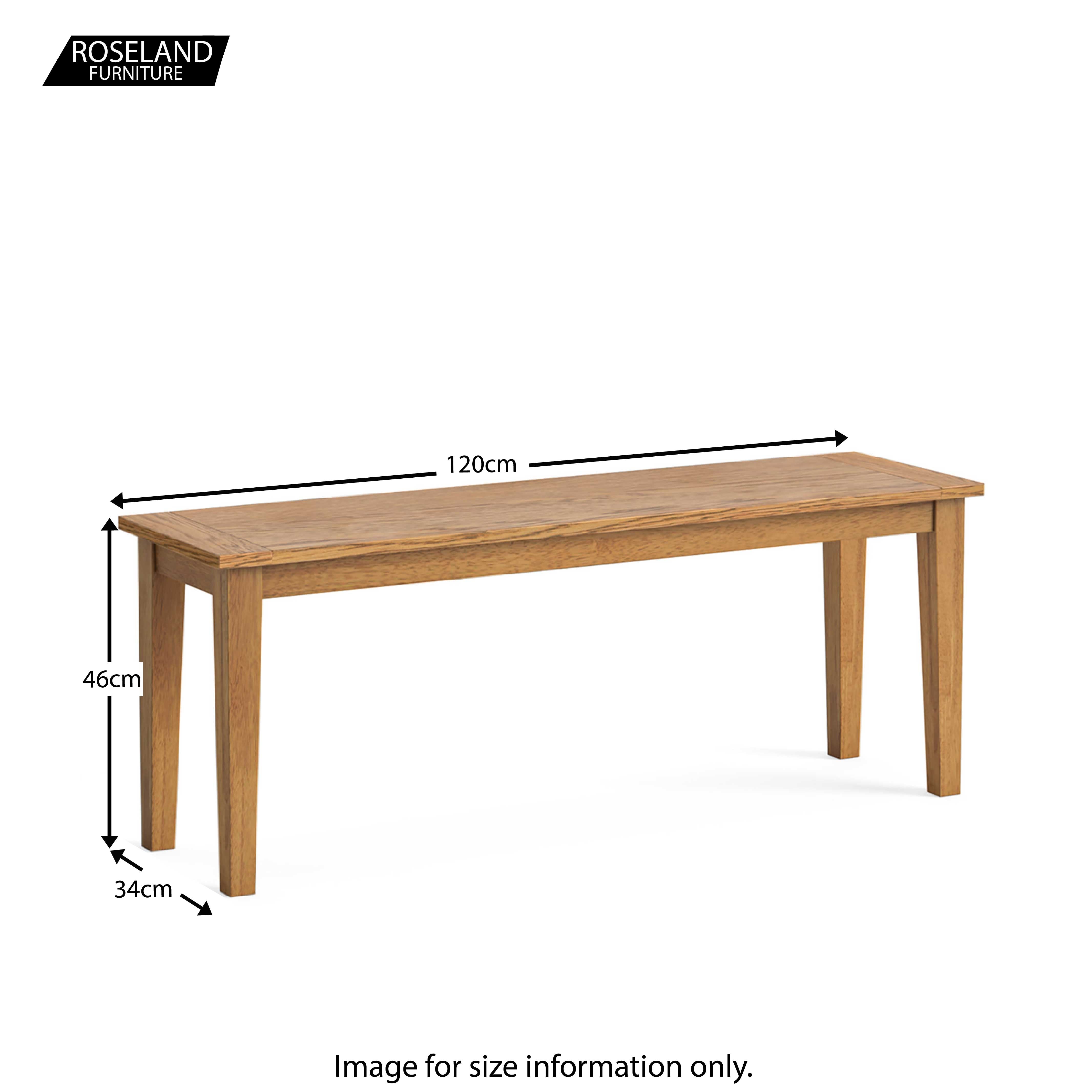 Fran Oak 120cm Dining Bench for 150cm Dining Table Roseland