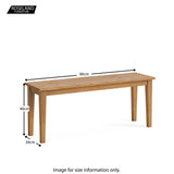 Fran Oak 90cm Dining Bench Dimensions