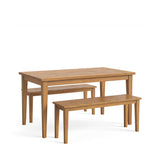 Fran Oak 120cm Dining Set with 2 Wooden Dining Benches from Roseland Furniture