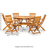 Turnbury FSC Acacia 6 Seat Extending Dining Set dimensions