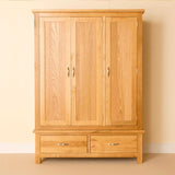 Newlyn Oak Triple Wardrobe with Drawers by Roseland Furniture