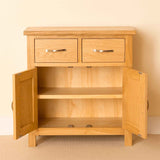 Newlyn Oak Mini Sideboard with doors open