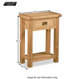 Zelah Oak Telephone Table - Size Guide